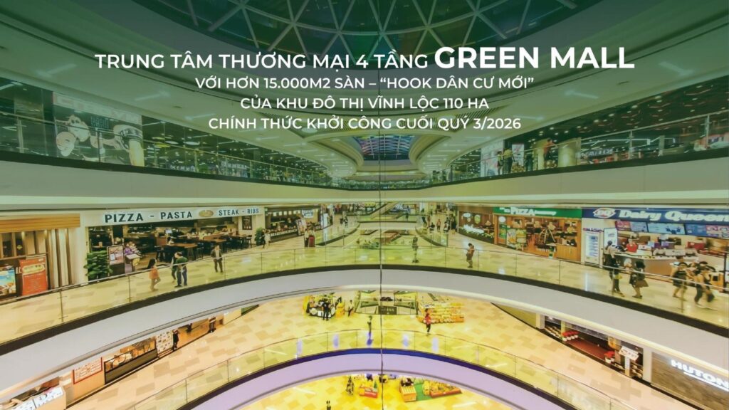 Trung tâm thương mại Green Mall 4 tầng tại Green Town Bình Tân