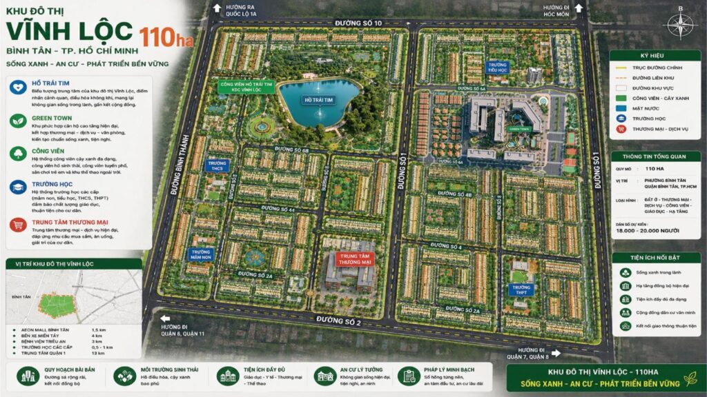 Vị trí Green Town Bình Tân trong khu đô thị Vĩnh Lộc 110ha